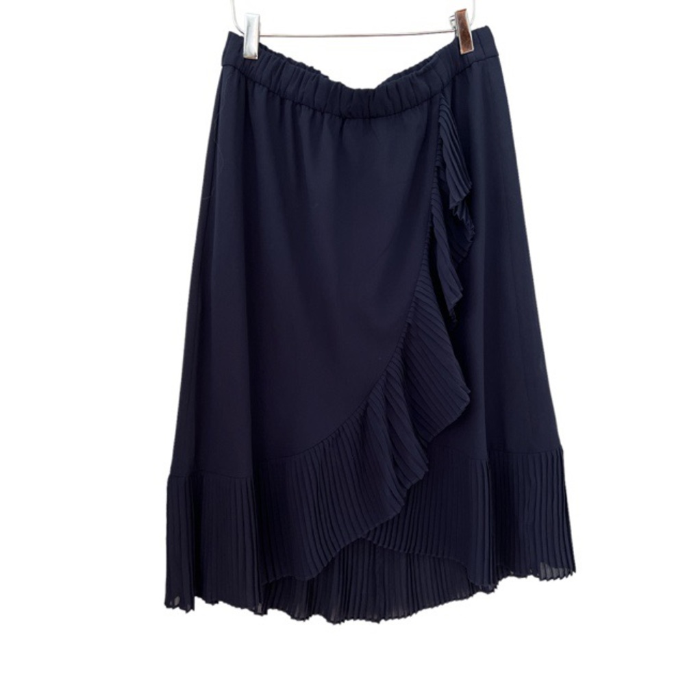 J. Crew Tulip-hem Skirt with Pleated Ruffle Navy